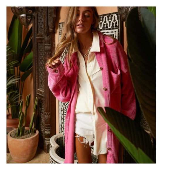 Luxurious Soft Pink Chenille Oversized Button Down Duo Cardigan/Jacket - Picture 6 of 11